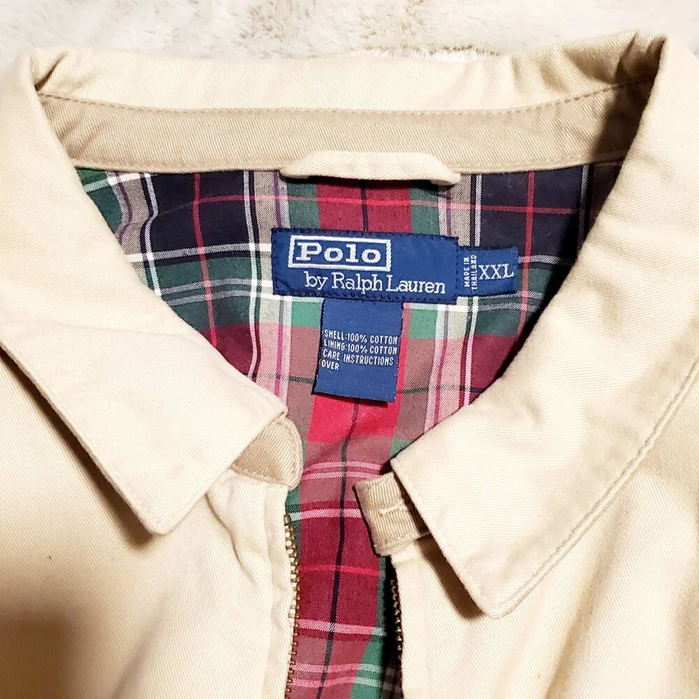 Polo Ralph Lauren Y2K Men' Bomber Harrington Plaid Jacket Lightweight size XXL